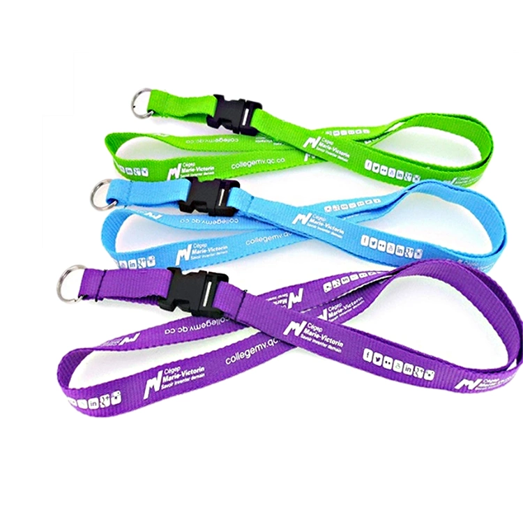 Plain Staff Sublimation Lanyard Factory Manufacturer Woven Ribbon Promotion Gifts Safety Breakaway Buckles Lanyards