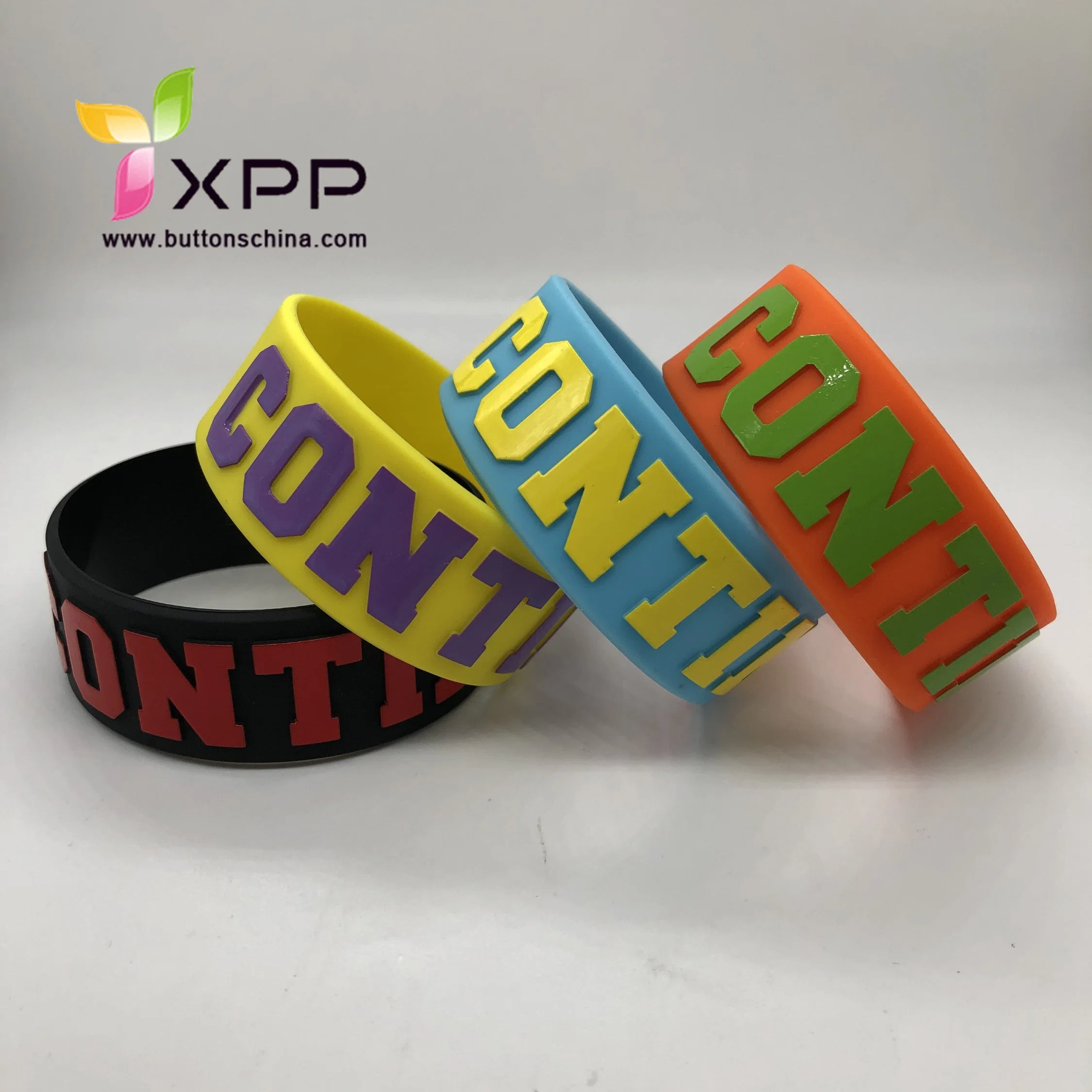 China Manufacturer, Fashion Silicone Wristband Embrossed Filled for Promotion Gift