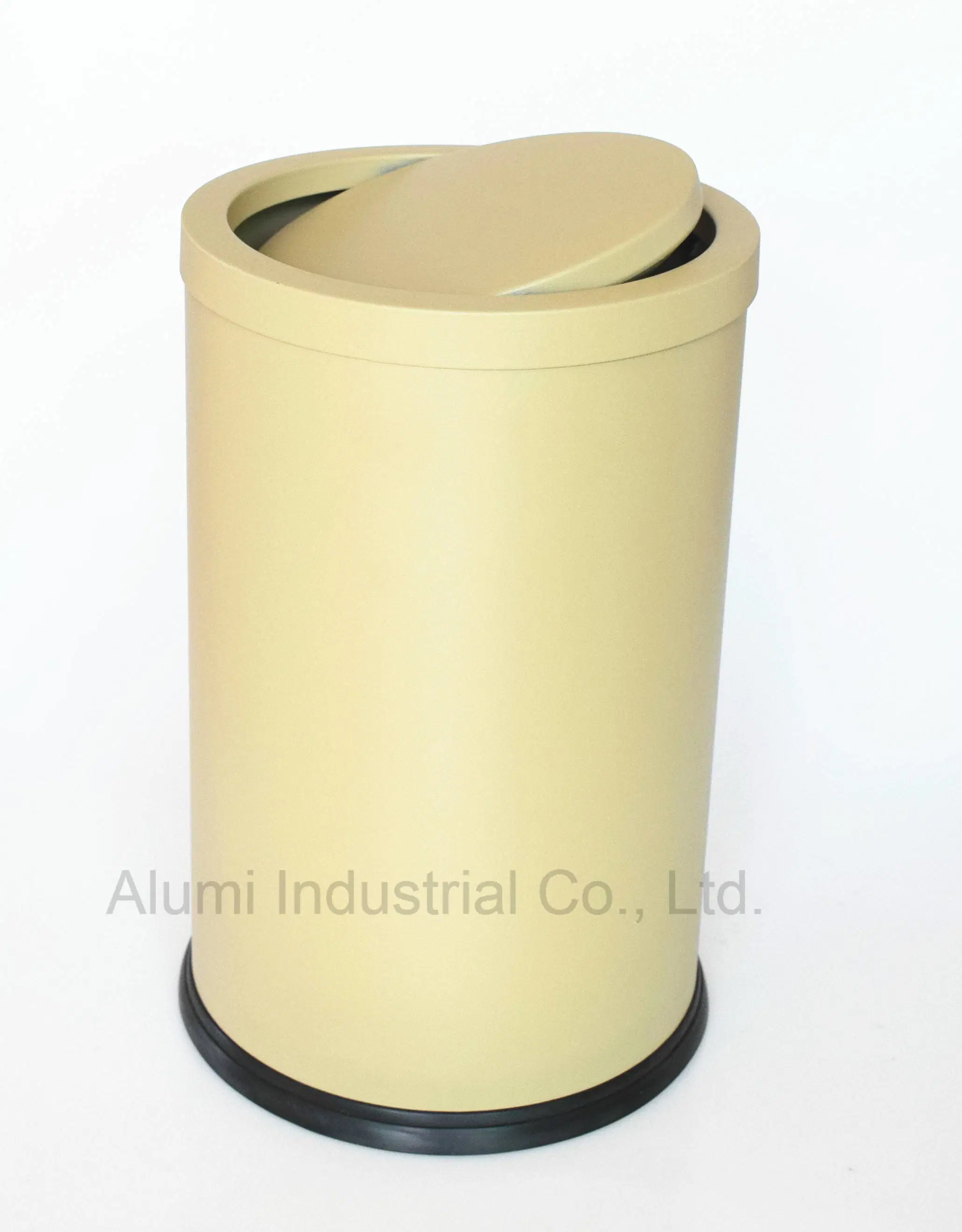 Beige Waste Bin with Swing Lid for Guest Room