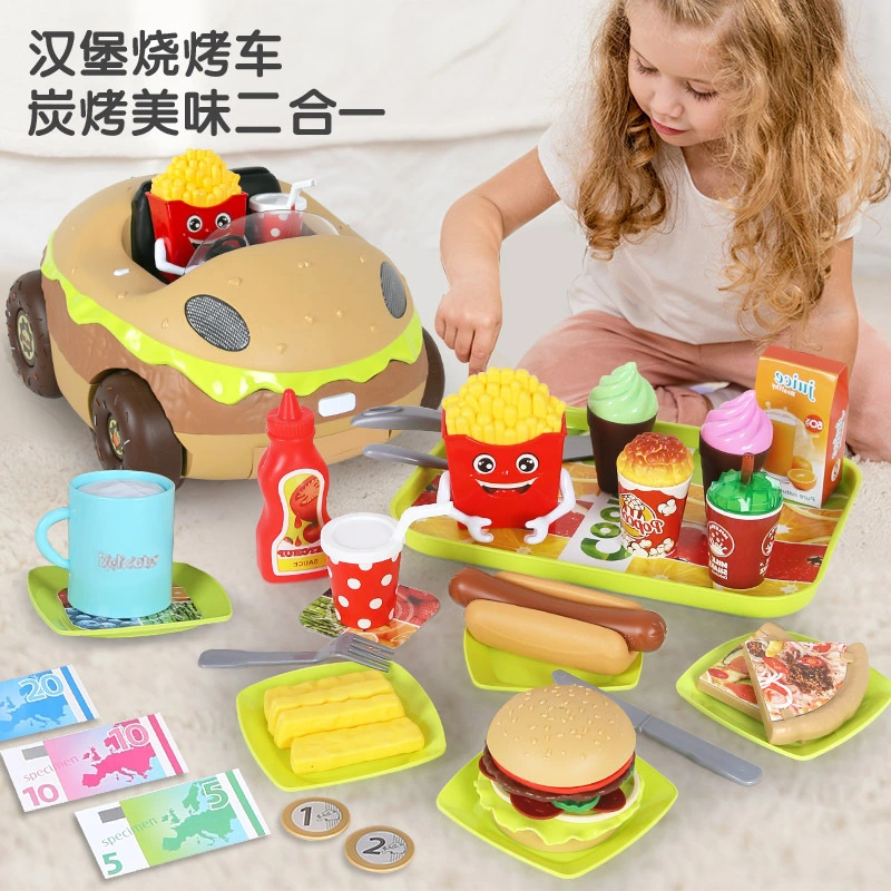 Cross-Border Play Home Simulation Kitchen Toys Children Can Receive Cash Register Cooking Rice Cooking Barbecue Burger Toy Car