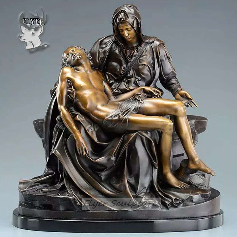 Statues de l'église catholique Bronze la Pieta de la Vierge Marie Tenue de la sculpture de cadeau religieux de Jésus