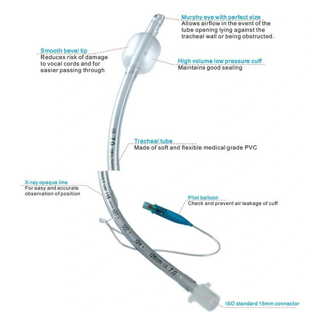 Tube endotrachéal jetables médical avec Murphy de basse pression de l'oeil