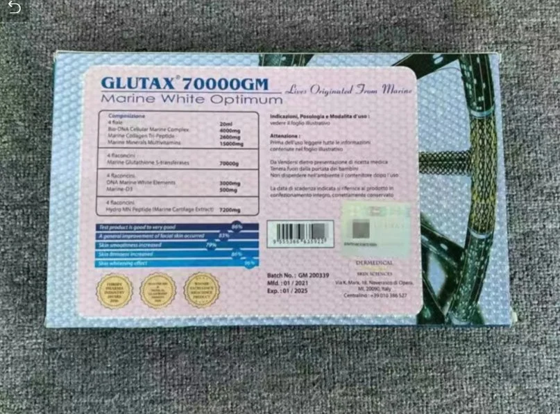 Comercio al por mayor de inyección de glutatión Glutax 70000GM GS 7500001800000gx Fast Skin Whitening Inyección para blanquear la cara de Platino de Japón el blanqueamiento de glutatión