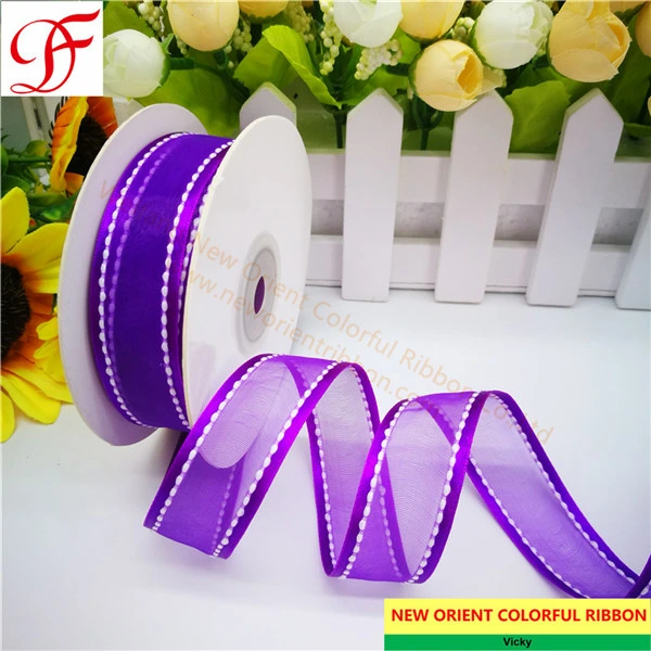 Factory Stitch Organza Ribbon with Satin Edges Double/Single Face Satin Ribbon Grosgrain Taffeta Gingham Hemp Metallic Ribbon Gift Ribbon for Xmas