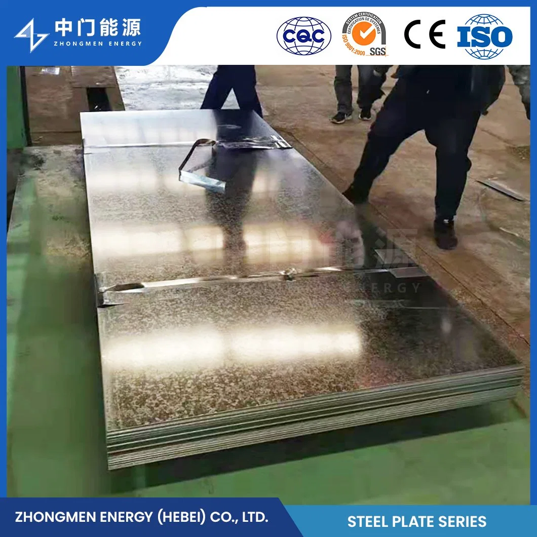 Zhongmen Energy Structural Galvanized (G-60) Steel Sheets Manufacturers China Galvanized Flat Steel Sheet DC52D+Z Material 0.5mm Thick Galvanized Steel Sheet