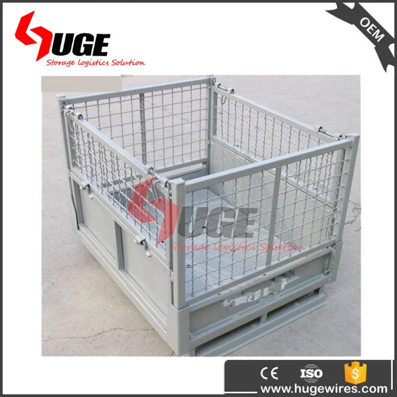 Lockable Color Custom Roll Metal Wire Mesh Cage Material Logistics Carts Pallet Container