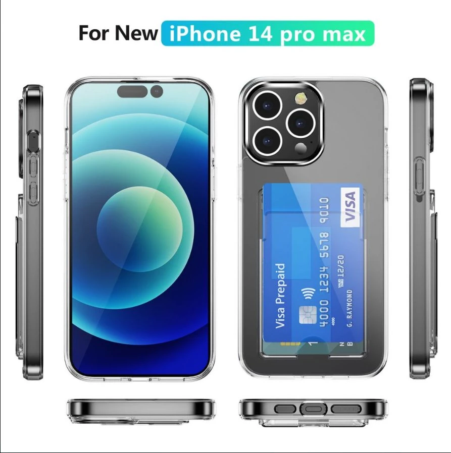 I Phone 14 PRO Max Phone Case Crystal Clear Card Слот Южная Корея Популярное