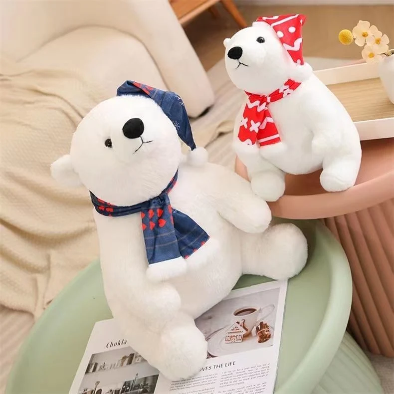 Christmas Polar Bear Plush Toy Cute Super Cute Big White Bear Doll Holding Sleeping High-Value Gift