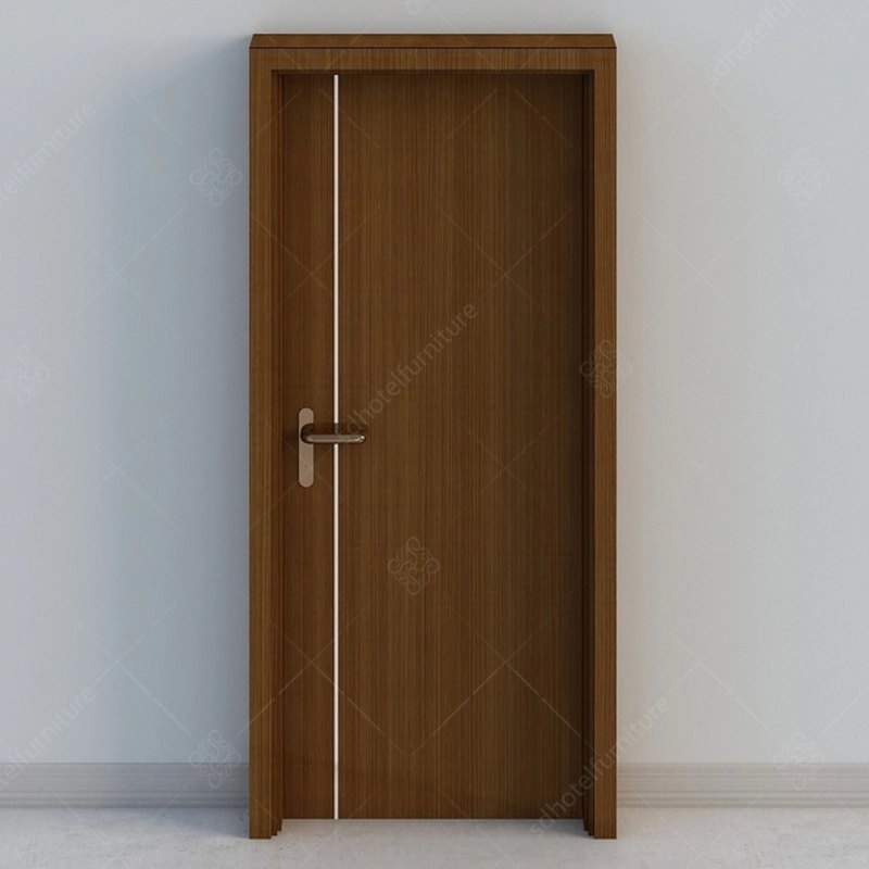 A porta da sala de entrada de madeira a porta do quarto para quarto de hotel