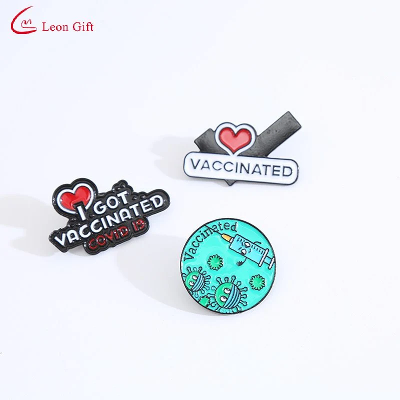 Custom Logo Medical Apparel Inoculation Commemorative Logo Apparel Accessories Gifts Alloy Metal Hard Soft Brooch Enamel Badge Lapel Pin