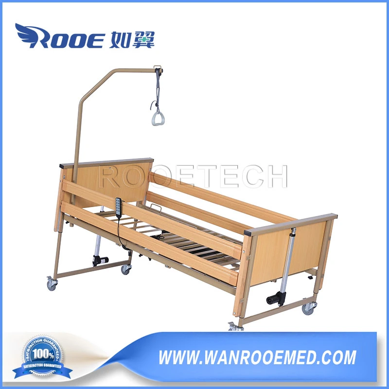 Bae509 Medical Five Function Electric Adjustable Nursing Home Care Bed with Optional Wood/Stainless Steel Bed Surfaces and Railings