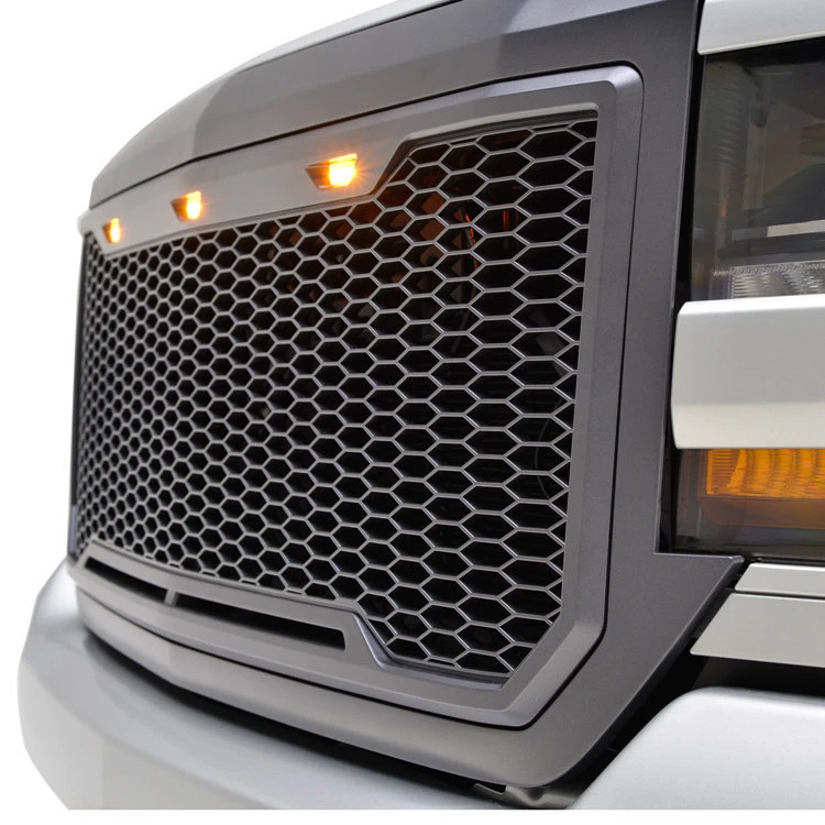 Car Parts with LED Light 4X4 ABS Black Plastic Matte Car Front Grille for Chevrolet Silverado 1500 2016 - 2018 Grille