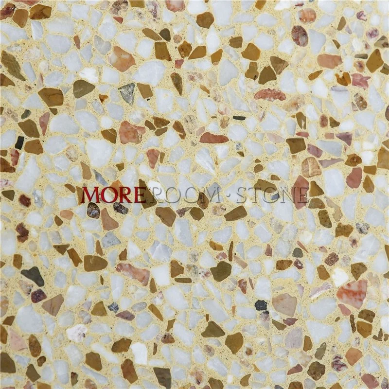 Crushed Marble and Glass Chip Terrazzo Mosaic Tiles Wall