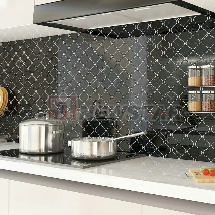 Cocina Volver Splash Tile Marquina mármol Negro Trending Mosaics Tiles