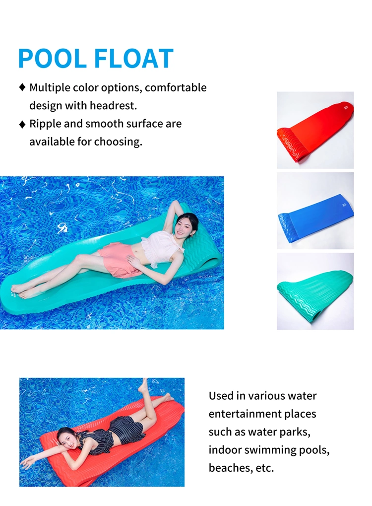 Floating Bed Water Pad Pool Mat Red NBR Foam Non Inflatable Pool Float with Headrest for Adults Water Park Beach Recreation Relaxing