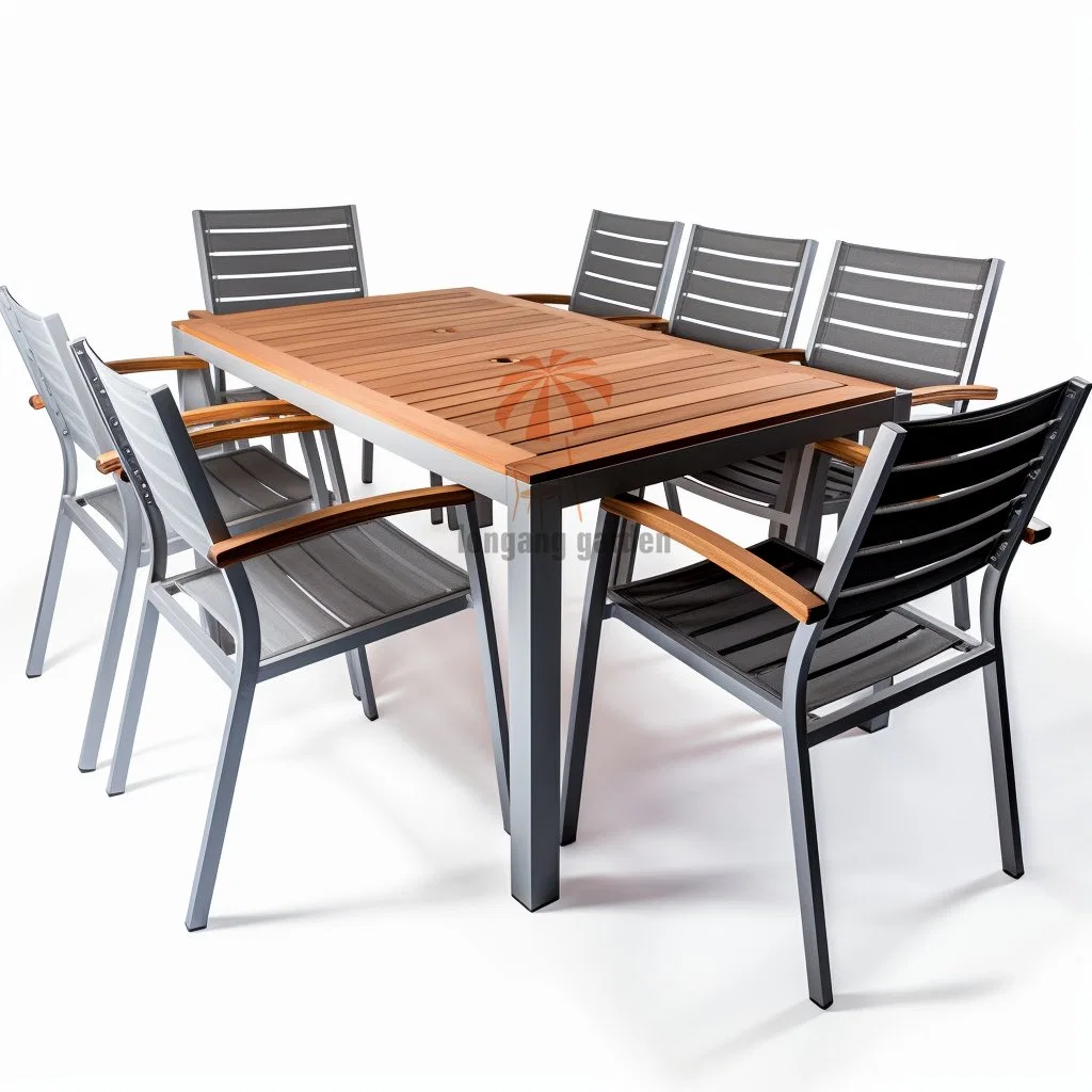 Outdoor Furniture Garden Beach Dining Table Set Plastic Wood Backyard Furniture