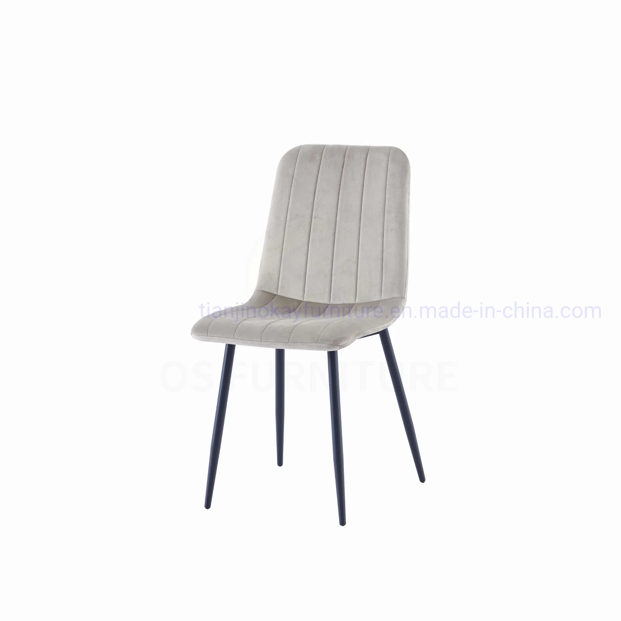 Modern Velvet Hotel Dining Chair Stoff Oberfläche Metall Beine Wohnen Esszimmerstuhl