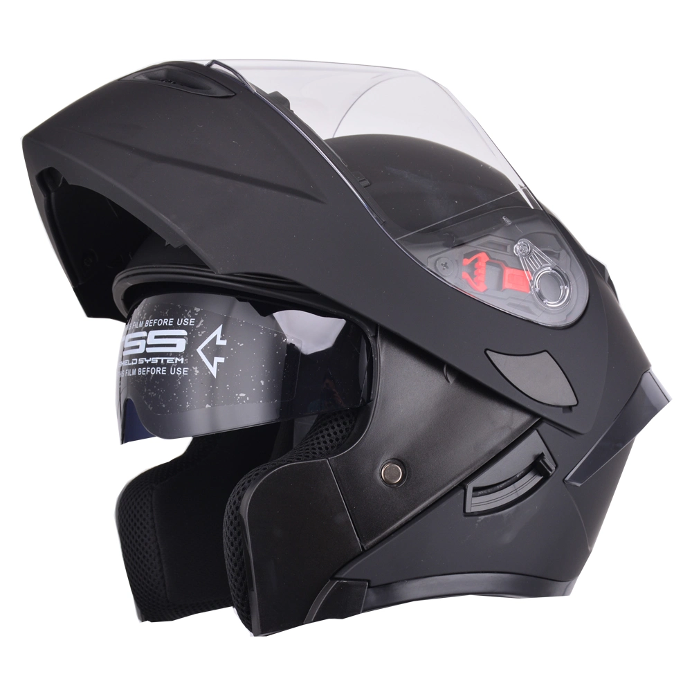 Casco de cara completa modular plegable para motocicletas para adultos con doble Viseras