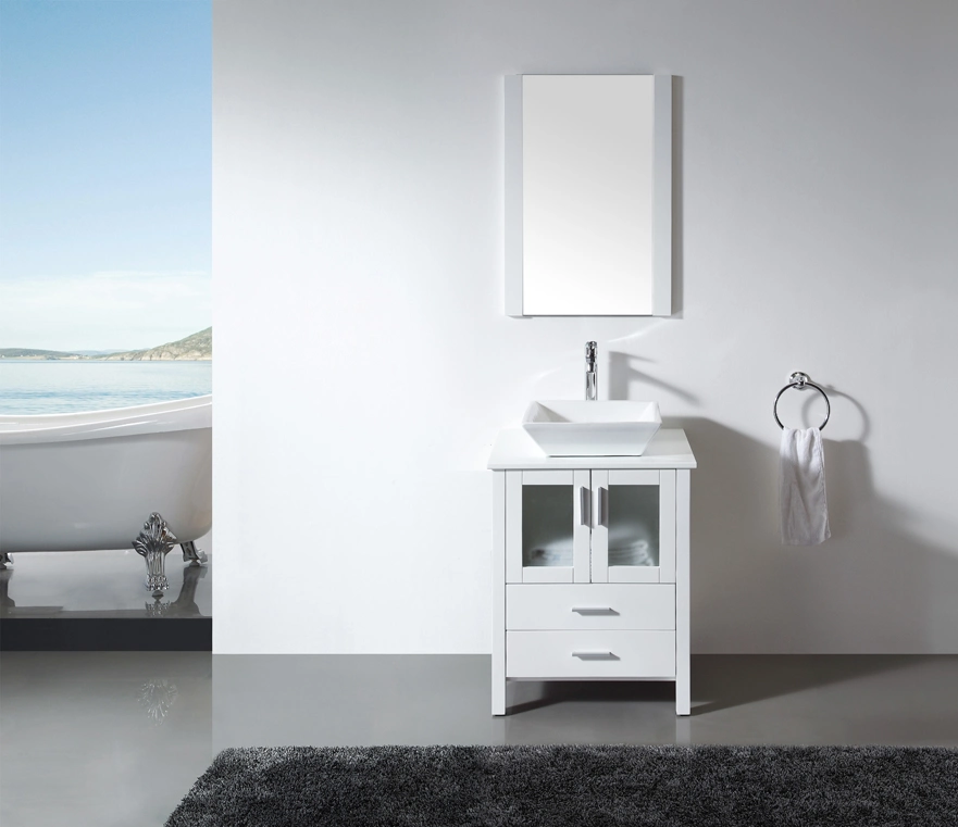 Woma Oak Wood 600mm Size Bathroom Vanity with Marble (3199A)