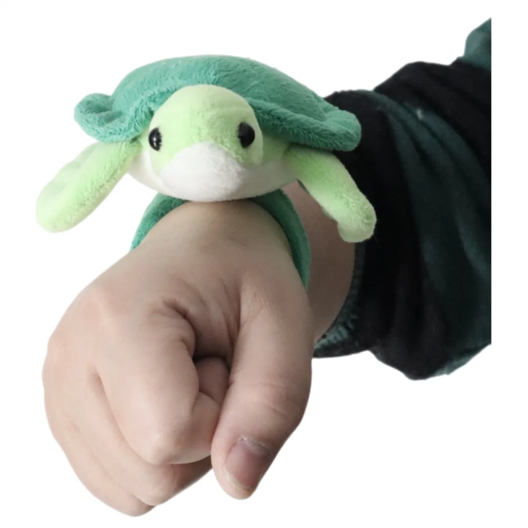 Wholesale/Supplier Green Kids 15cm (H) X 29.5cm (W) Plush Sea Turtle Toys Stuffed Soft Children Slap Bands Toy Gift Wrist Band Animal Bracelet Snapbands