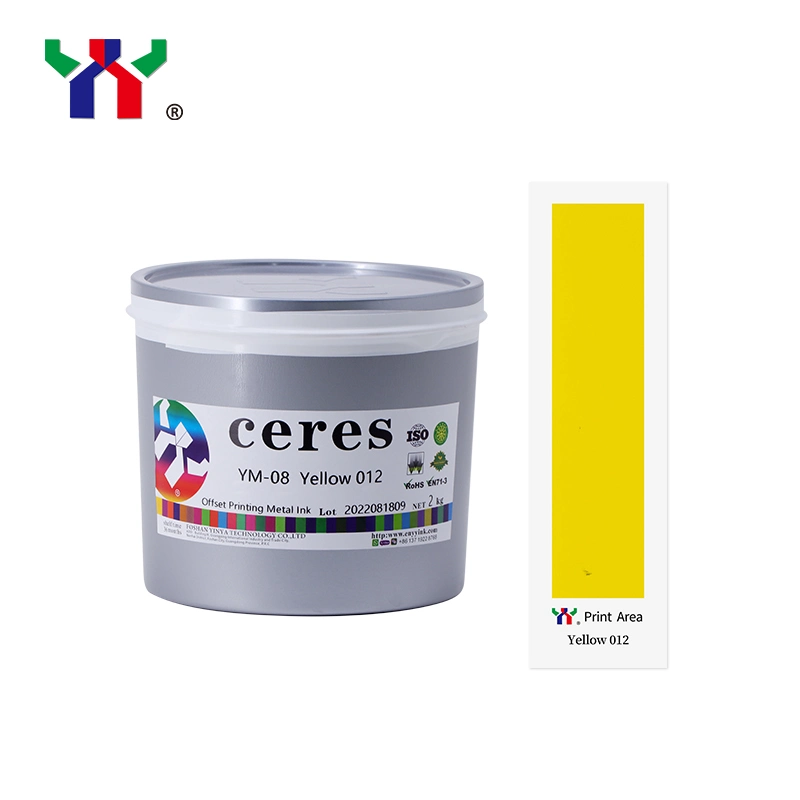 High quality/High cost performance  Ceres Offset Metal Ink for Iron, Color 012 Yellow, Hot Air Natural Dry, 2kg/Can