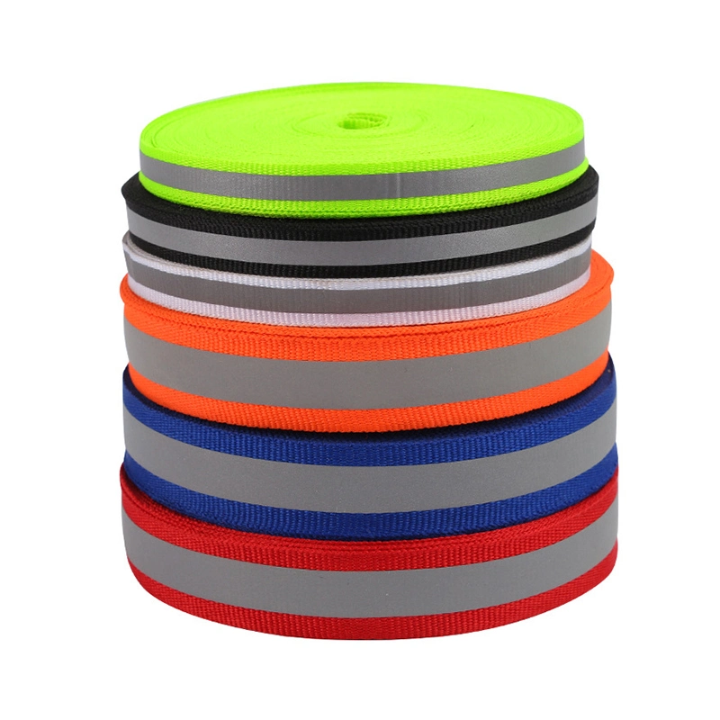 Heat Transfer Segmented Reflective Trims Tape Rainbow Polyester Reflective Webbing Ribbon