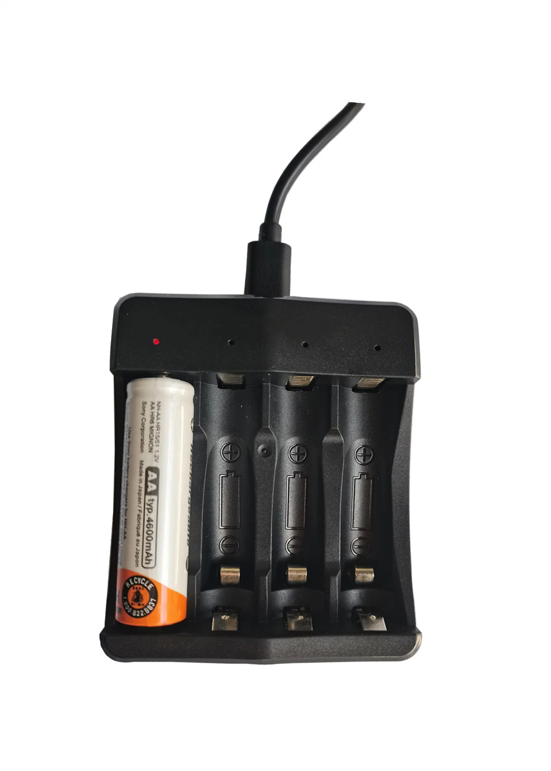 4 Bay AA AAA Battery Charger USB High-Speed Charging, Independent Slot for Ni-MH Ni-CD Rechargeable Batteries No Adapter