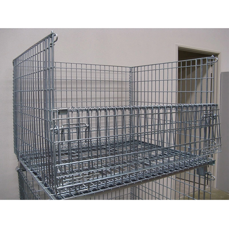 Stackable Collapsible Folding Storage Welded Wire Mesh Pallet Cage