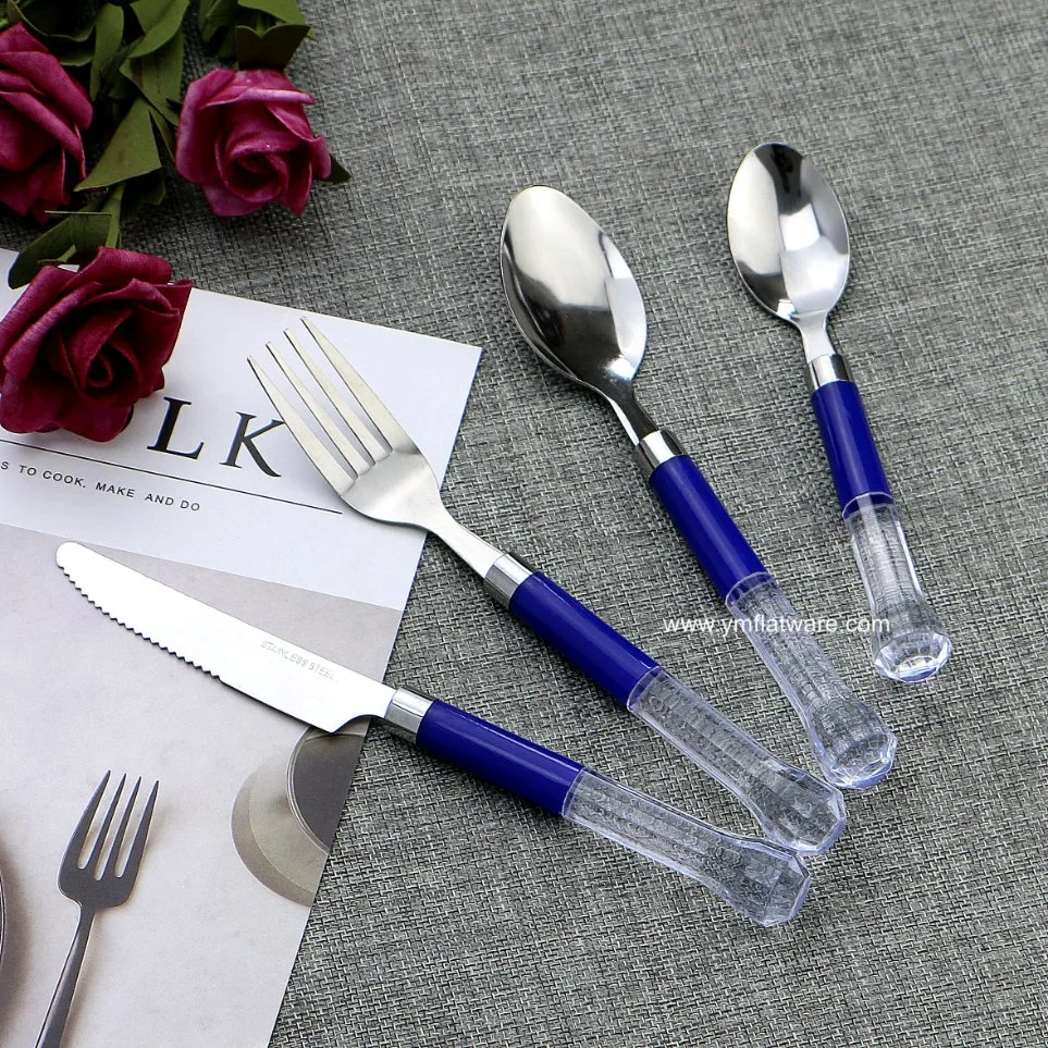 Best Selling 24PCS Crystal Plastic Handle Stainless Steel Cutlery Set