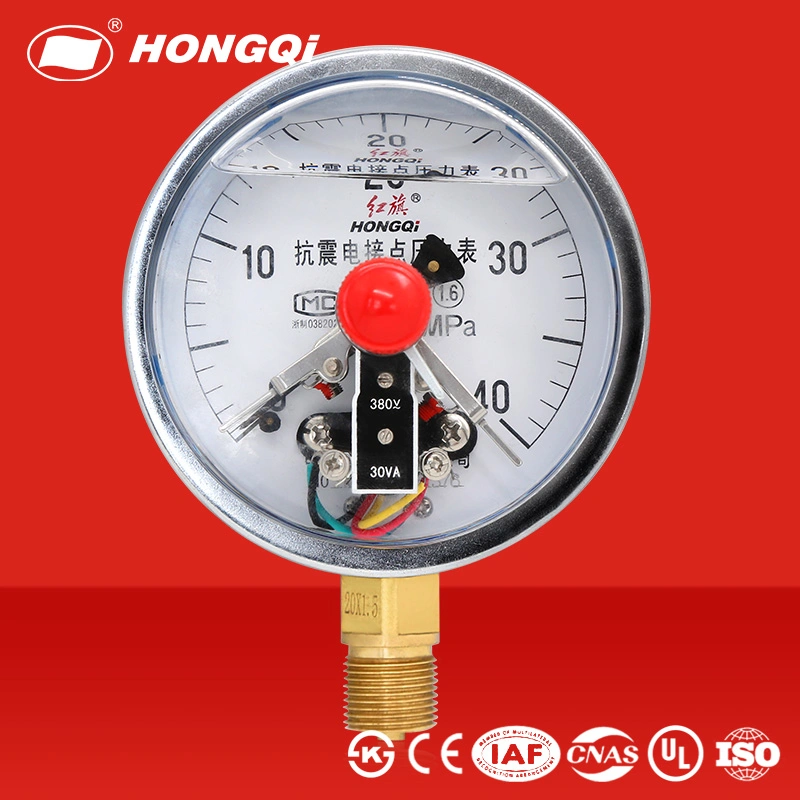 Hongqi 100mm contacto eléctrico de alta/baja presión límite Manómetro de Industrial, Civil
