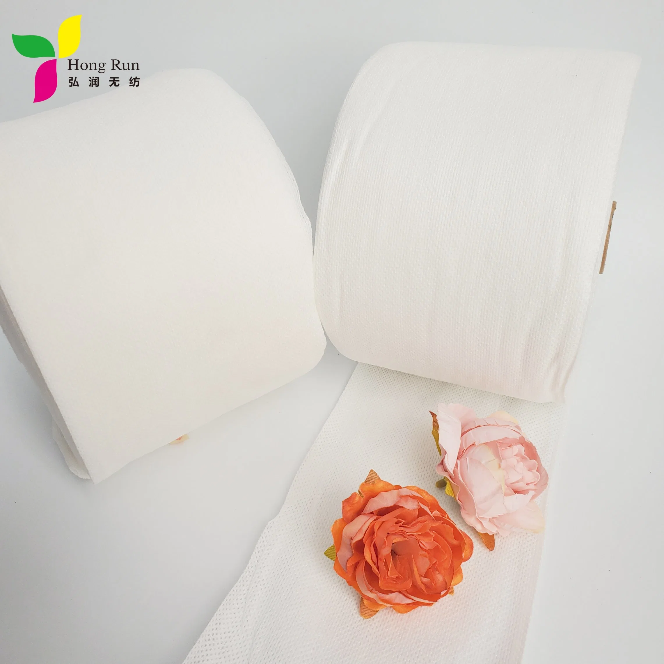 Plain Grain Disposable Nonwoven Cosmetic Use Dry Face Towel Tissue in Rolls