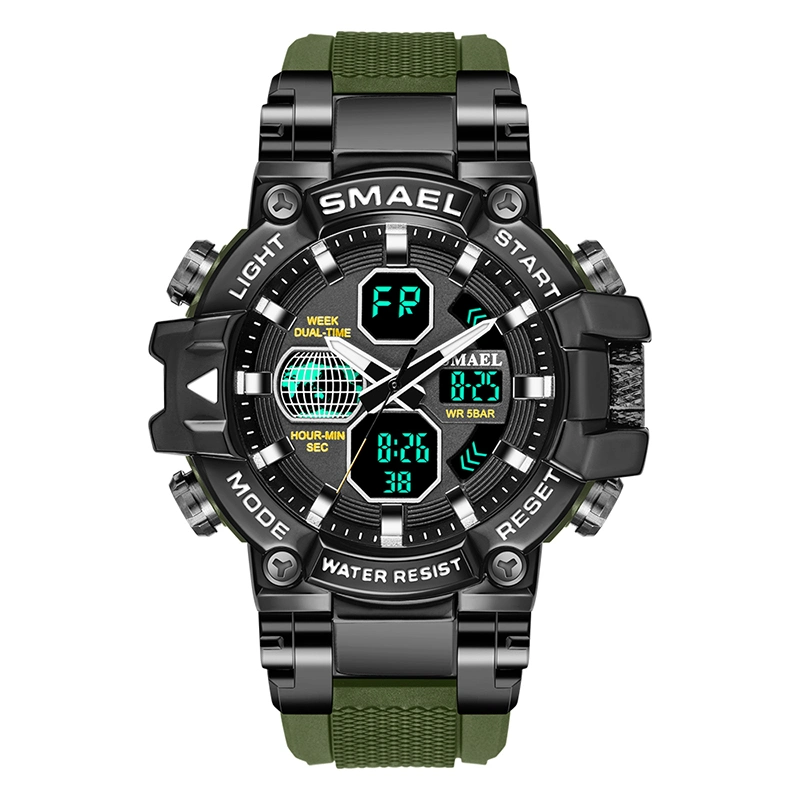 Relógio Smael para mulher Relógio de pulso Sport 50m Relógio impermeável Relógio analógico Relógios digitais macho 8027 Mens Watches Digital