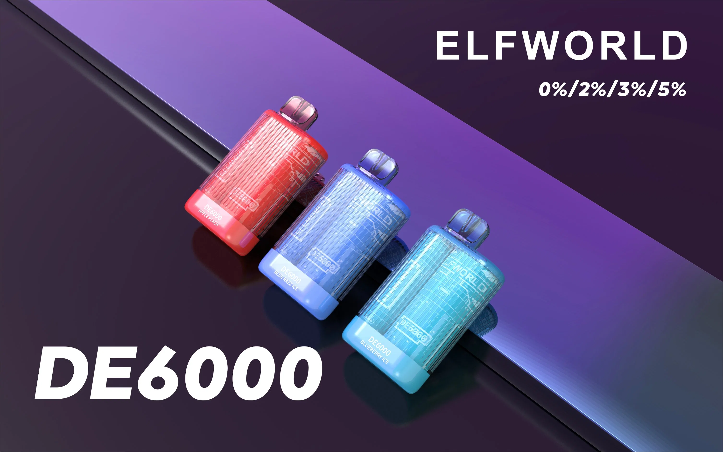 Vente en gros E-CIG Elfworld De6000 2%3%5% NIC Vaporisateur couleur Vape Stylo Hookah jetable Prix distributeur BC5000 Vapengin Pluton