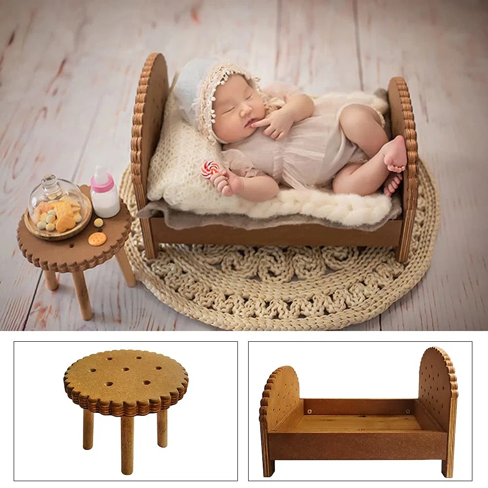 Wood Bed for Baby, Wood Bed Props, Mini Baby Bed Photography Photo Props, Newborn Baby Mini Wood Bed, Newborns Baby Props Background Accessories (Bed)