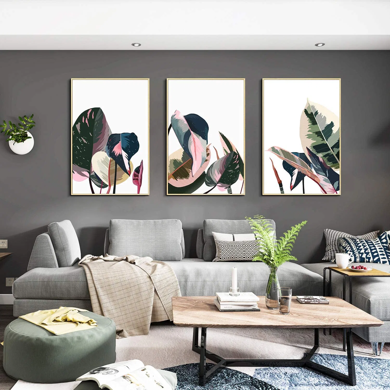 Abstract Plant Leaves Picture Wall Poster Modern Style Canvas Print Painting Art Aisle Living Room Unique Decoration