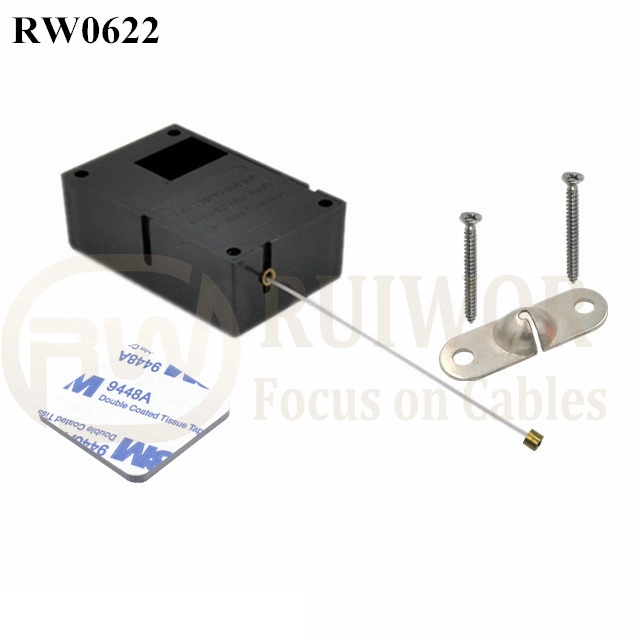 RW0622 Câble rétractable à cliquet cubique plus fonction de cliquet et 10x31mm deux vis de plaque de métal ovale perforé de connecteur installé par