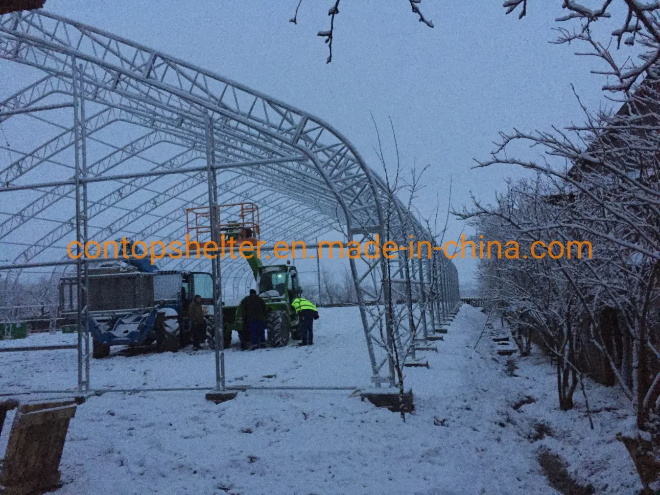 Heavy Duty Prefabricated Double Truss Arch Warehouse Building