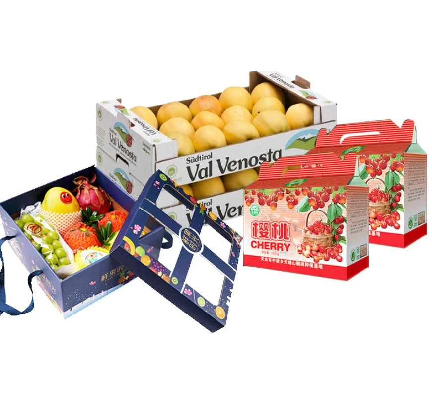 Frutas Apple Peach Blueberry Express Carton Custom Thick forte Shipping Caixa de Embalagem de Logística da caixa de papelão