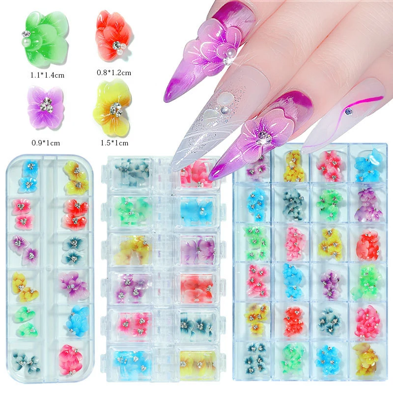 5D de la résine Nail Art décorations papillon gaufré fleur pour nail art