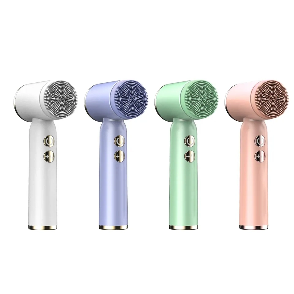 Electric LCD Display Screen Facial Scrub Brush Vibrating Silicon Face Cleansing Brush