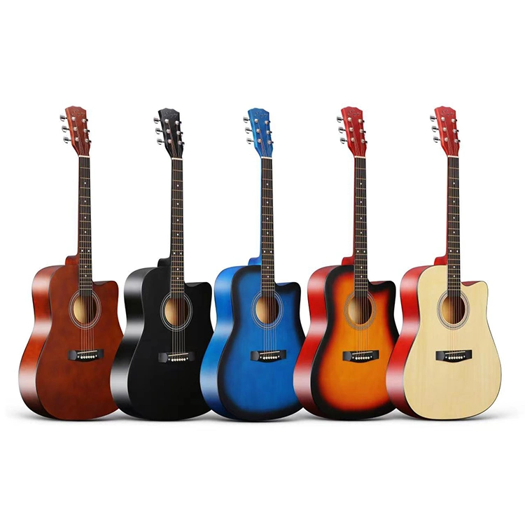 Strings Musical Instrument Colorful Matte 41inch Plywood Wooden Acoustic Guitar