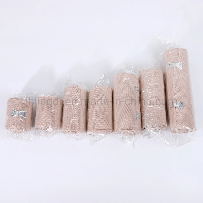 Skin Color Medical High Compression Elastic Bandage with Aluminium Clip