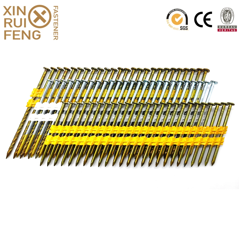 Xinruifeng Fastener Factory Supply HDG Mg Painted 21 Degree Framing Collated Plastic Strip Nails