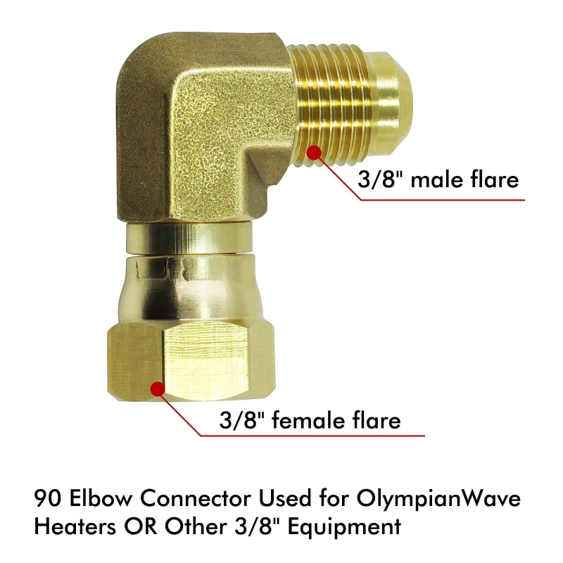 90 Elbow Connector Used for Olympian Wave Heaters or Other 3/8" Equipment