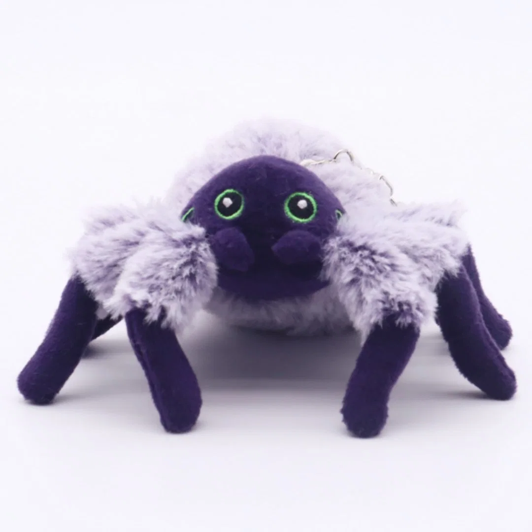 Comercio al por mayor de la felpa felpa Clip de peluche ojos compuestos Spider de 10,5cm morado (L) Llavero Llavero juguetes araña