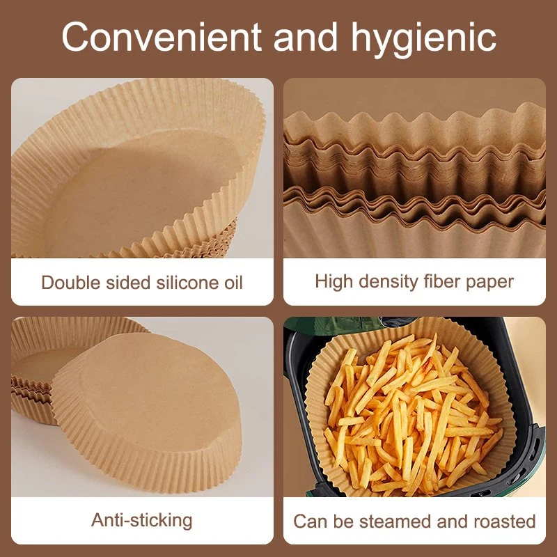 50PCS, 6.3*1.77in, Nonstick Air Fryer Disposable Parchment Paper Liner Oil-Proof Paper Tray Baking Mat Air Fryer Accessories Square Round