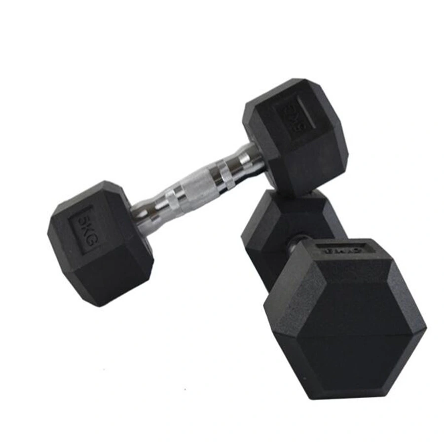 Hot Competitive Price Black Hex Rubber Dumbbell