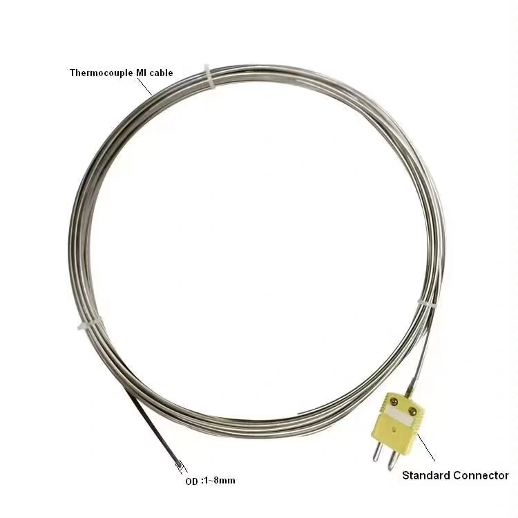 Termopar de canal caliente T-Type línea de detección de temperatura K Tipo J Sonda de temperatura de placa divisora, molde ángulo recto Tipo J.