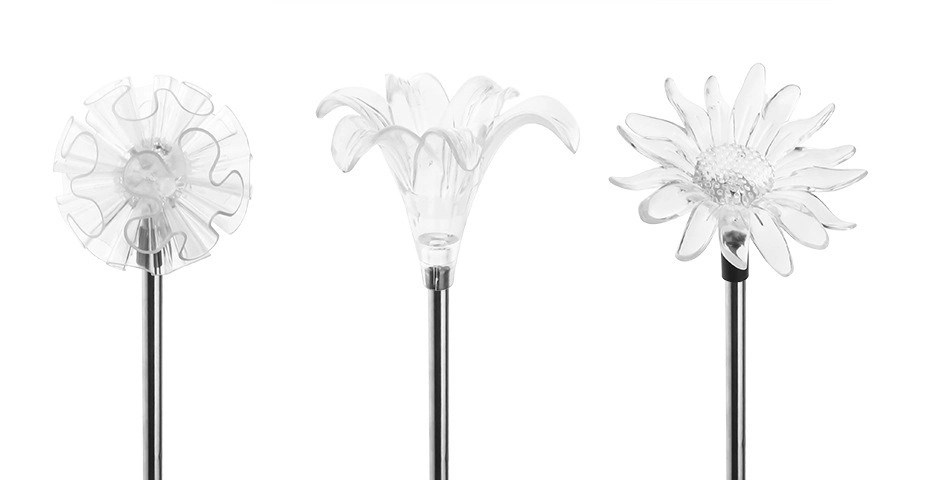 Solar Stake Lights, Garden Patio Outdoor Life-Size Flower Figurines LED Dandelion & Lily & Sunflower - Color Changing Set of 3 Esg12024