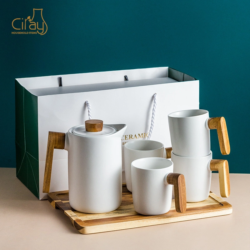 Wooden Handle Coffee Cup Set Hot Sell Tea Cup Set